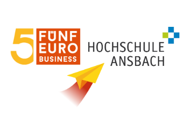 2 Logos: Projekt 5-Euro-Business und Hochschule Ansbach